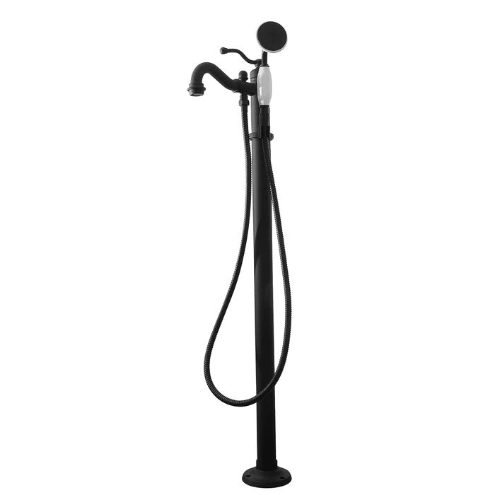 Lamar Antique Floor-Mount Tub Faucet with Hand Shower Matte Black