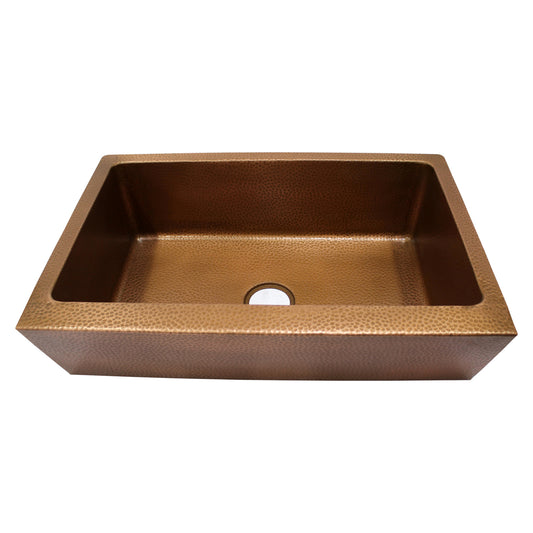 Grecia 30" Copper Single Bowl Kitchen Apron Sink Hammered Finish