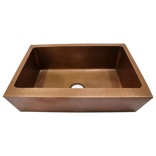 Grecia 33" Copper Single Bowl Kitchen Apron Sink Hammered Finish