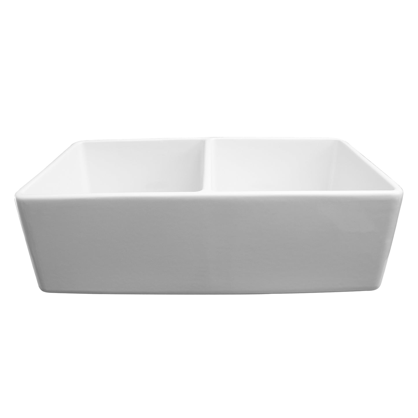 Langley 33" Double Bowl Fireclay Apron Kitchen Sink White Finish