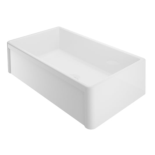 Chapman 24" Fireclay Single Bowl Kitchen Sink Center Drain White