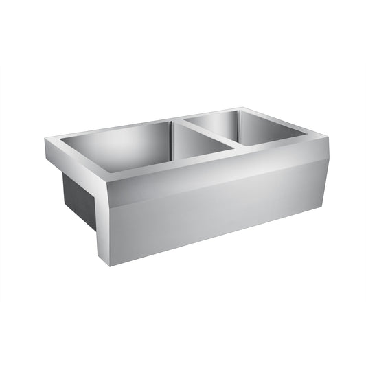 Corazon 33" Stainless Steel 60/40 Double Bowl Apron Sink