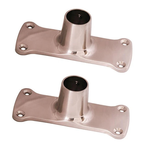 Jumbo Rectangular Shower Rods Flange Pair 1" ID in Brushed Nickel