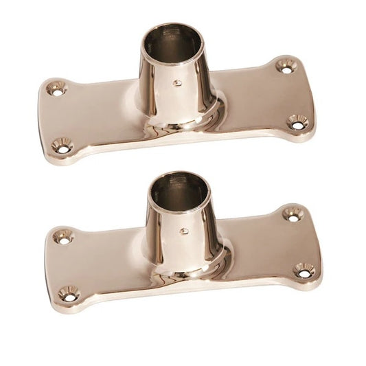 Jumbo Rectangular Shower Rods Flange Pair 1" ID in Polished Nickel