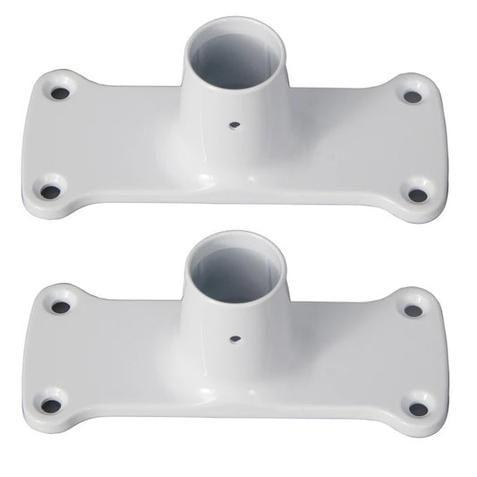 Jumbo Rectangular Shower Rods Flange Pair 1" ID in White