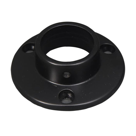 Heavy Round Die Cast Flanges Pair Matte Black