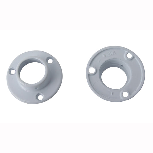 Heavy Round Die Cast Flanges Pair White