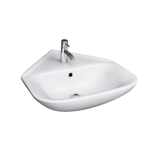 Eden Corner Wall Hung Bathroom Sink with 1 Faucet Hole White