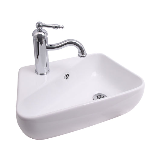 Coco 17" Wall Hung Bathroom Sink with 1 Faucet Hole and Overflow White