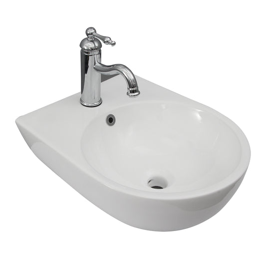 Ella 15" Wall Hung Bathroom Sink with 1 Faucet Hole and Overflow White