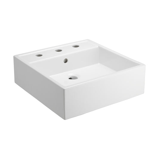 Nova Vessel Basin Sink in White Fire Clay for Widespread Faucet