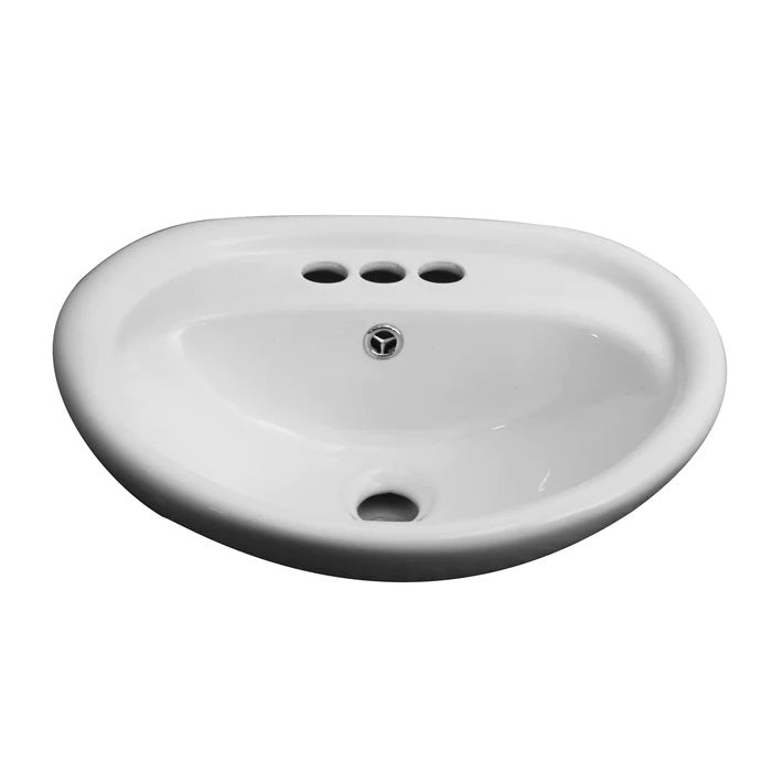 Ashley Oval Wall Hung Sink White for 4" Centerset