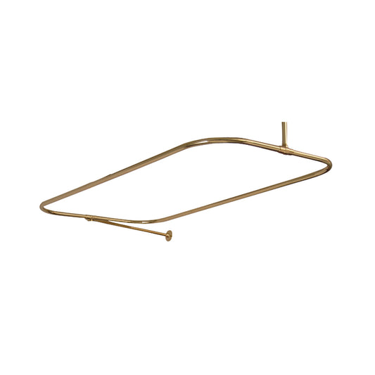 Rectangular Shower Rod w/Side Wall Support in 48 x 24" in Polish Brass