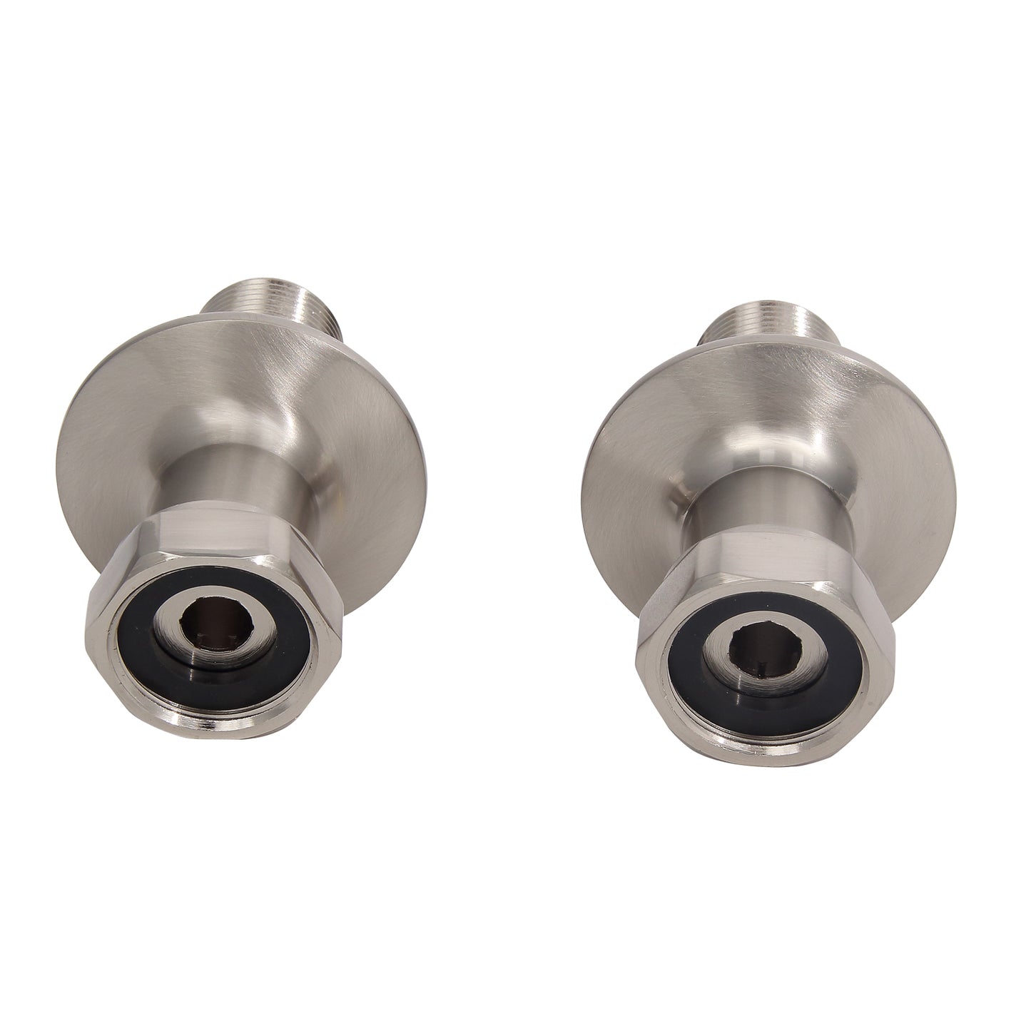 Angled Tub Faucet to Wall 1/2" FIP x 3/4" FIP Coupler Pair Brushed Nickel