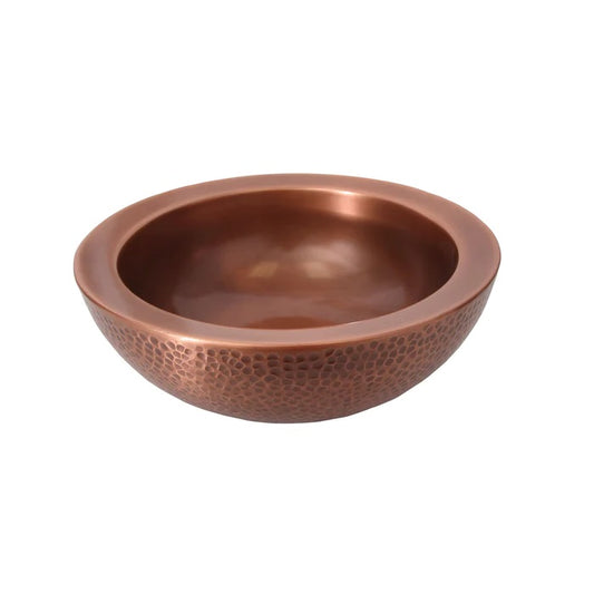 Boone 16" Round Hammered Antique Copper Vessel Sink